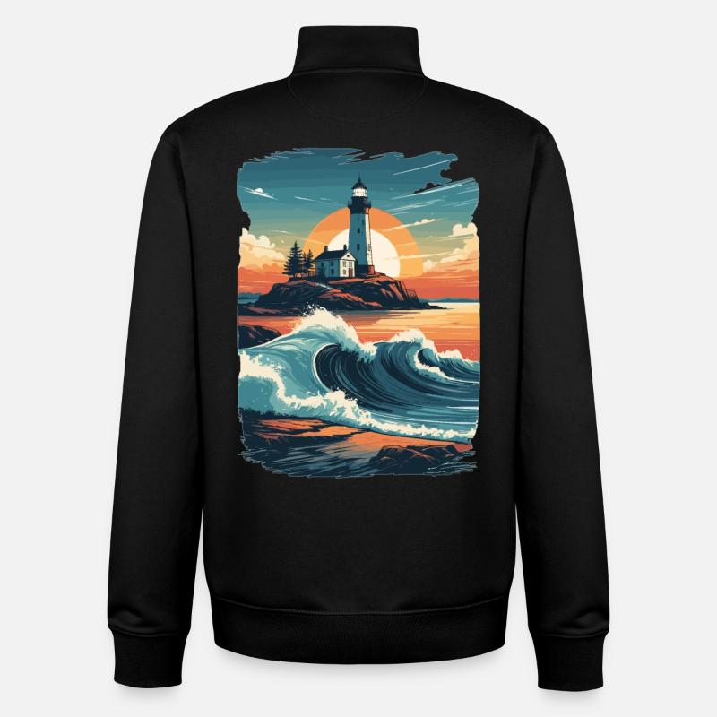 Leuchtturm - Unisex Organic Zip Sweatshirt von Stanley/Stella - Schwarz