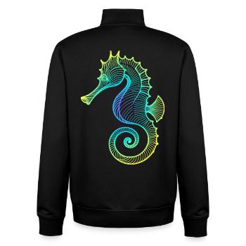 Seepferdchen Farbverlauf Blau Gelb Tribal Grün - Unisex Organic Zip Sweatshirt von Stanley/Stella - Schwarz - Hinten - AI Model Male 185 light (185cm)