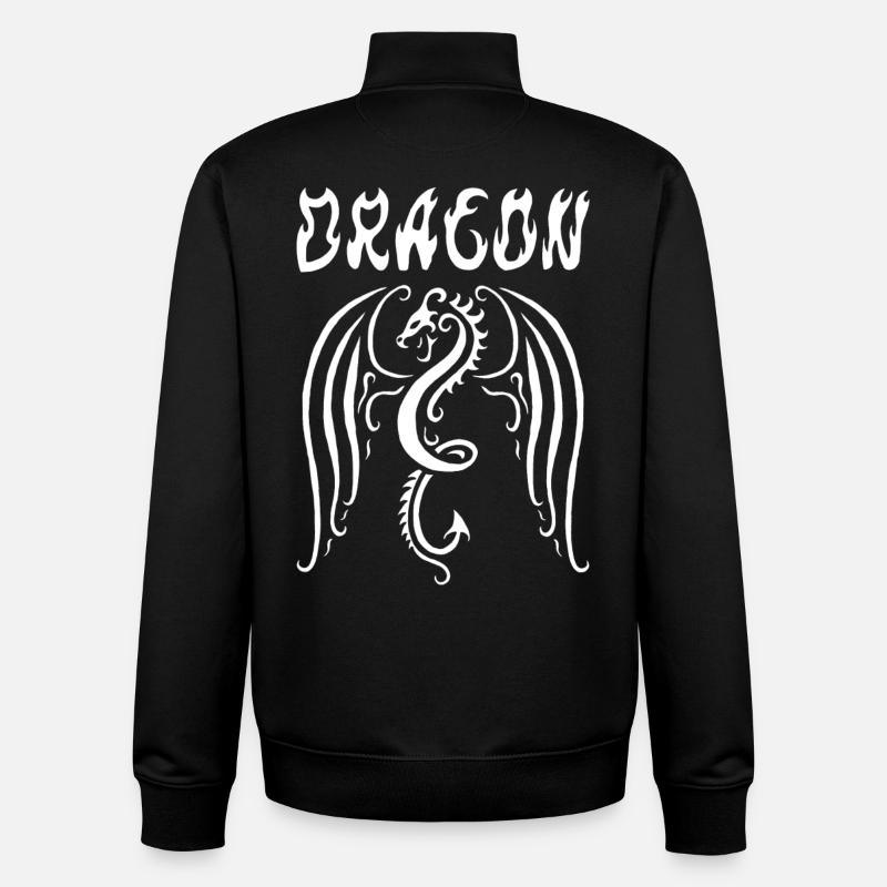 White Dragon - Unisex Organic Zip Sweatshirt by Stanley/Stella - black