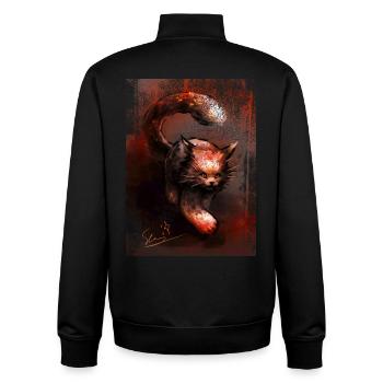 Schleichender Roter Luchs [Handgemalt] - Unisex Organic Zip Sweatshirt von Stanley/Stella - Schwarz - Hinten - AI Model Male 185 light (185cm)