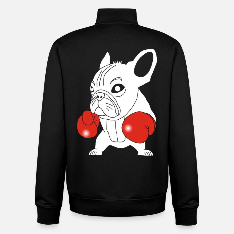 Chien blanc boxeur - Sweat zippé unisexe en coton bio Stanley/Stella - noir