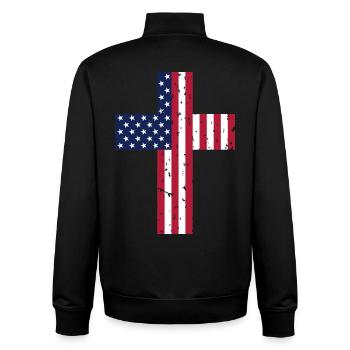 USA Cross Flag - Unisex Organic Zip Sweatshirt by Stanley/Stella - black - Back - AI Model Male 185 light (185cm)