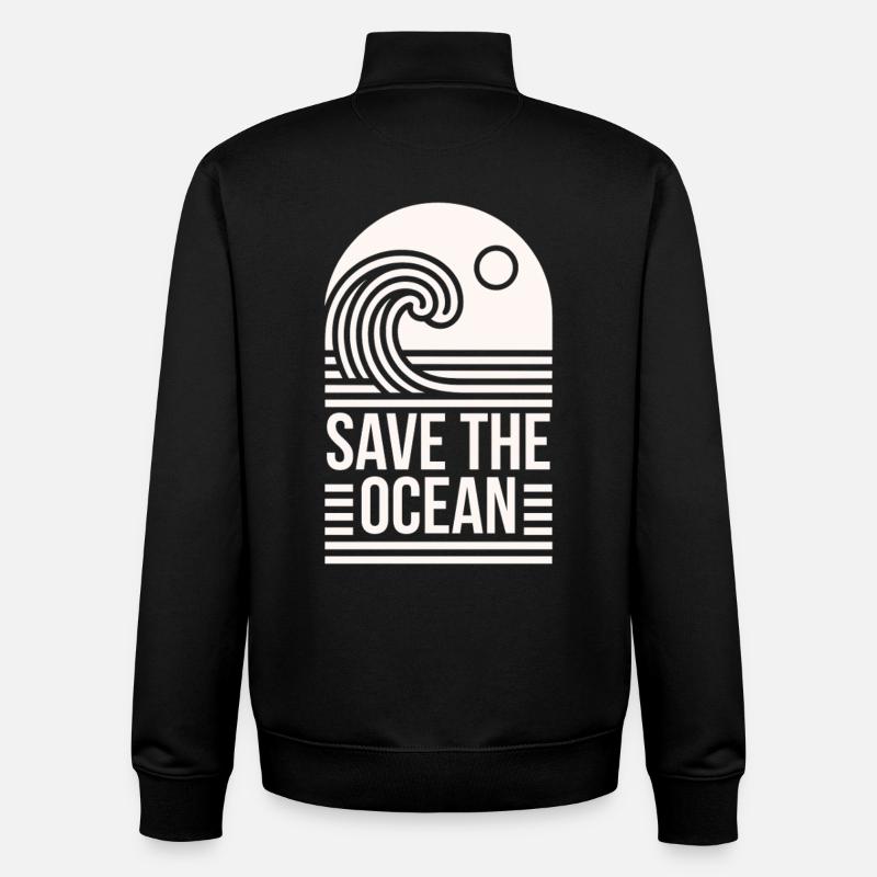 Citations de conservation de la protection de l’océan Save the Ocean - Sweat zippé unisexe en coton bio Stanley/Stella - noir