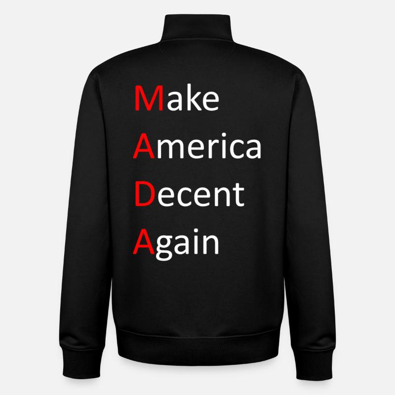 Make_America_Decent_Again - Sweat zippé unisexe en coton bio Stanley/Stella - noir