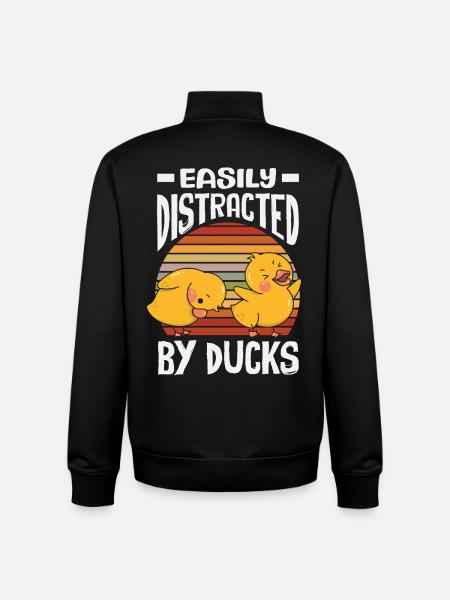 Funny Ducks Motif Ducks Lover Sayings - Unisex Organic Zip Sweatshirt by Stanley/Stella - black