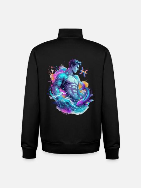 Pisces Man – Astrology Gift - Unisex Organic Zip Sweatshirt by Stanley/Stella - black