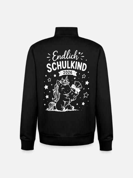 Endlich Schulkind 2026 Einhorn - Unisex Organic Zip Sweatshirt von Stanley/Stella - Schwarz