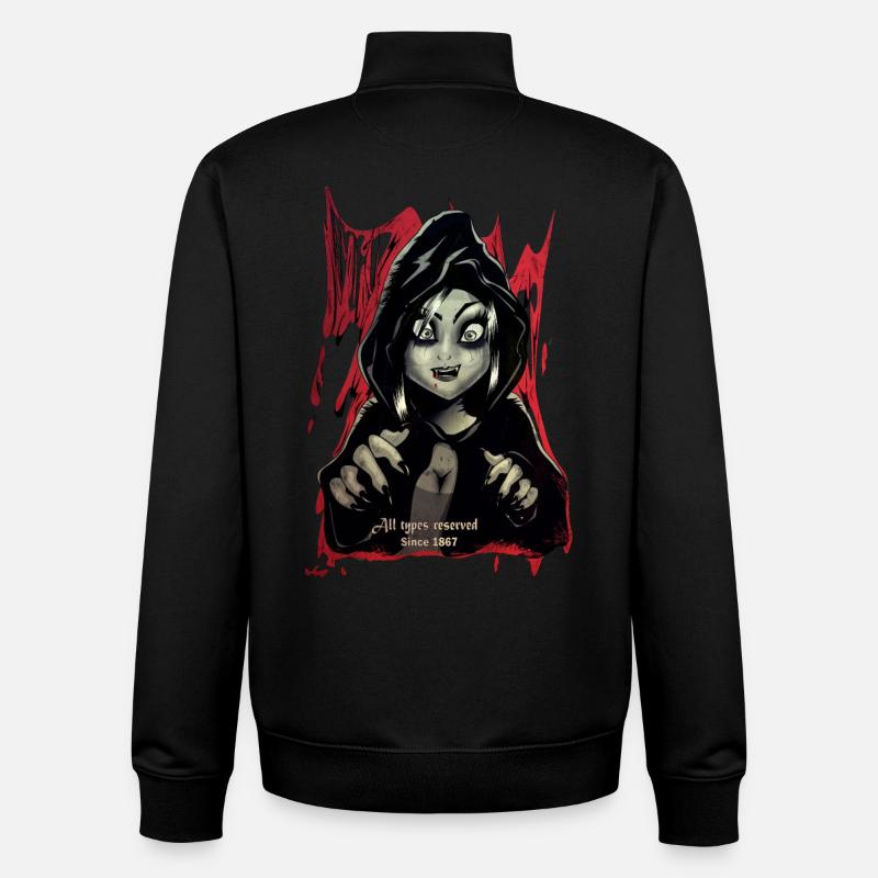 2 vampires - Sweat zippé unisexe en coton bio Stanley/Stella - noir