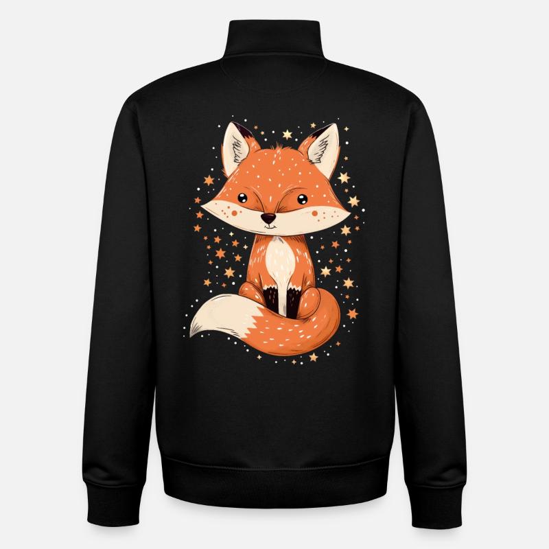 Fuchs mit Sternen - Unisex Organic Zip Sweatshirt von Stanley/Stella - Schwarz