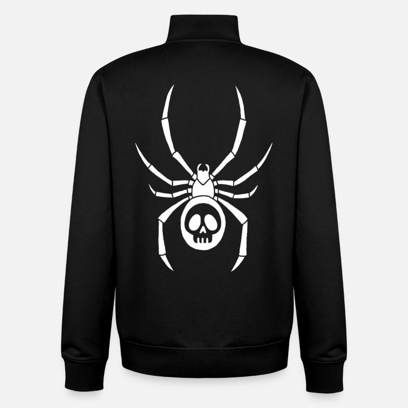 Weiße Spinne und Totenkopf - Unisex Organic Zip Sweatshirt von Stanley/Stella - Schwarz