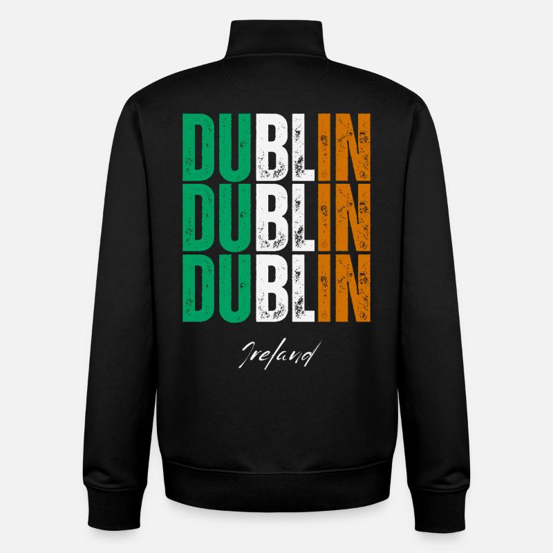 Dublin Irlande, souvenir de Dublin - Sweat zippé unisexe en coton bio Stanley/Stella - noir