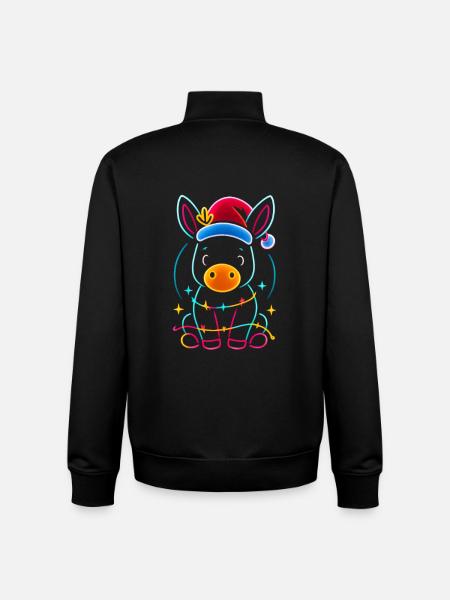 Donkey Elf Christmas Funny Gift - Unisex Organic Zip Sweatshirt by Stanley/Stella - black