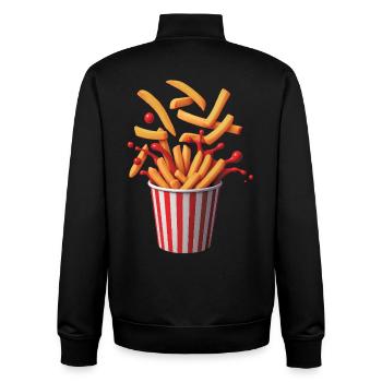 POP FRITES - Bellegique - Sweat zippé unisexe en coton bio Stanley/Stella - noir - Dos - AI Model Male 185 light (185cm)