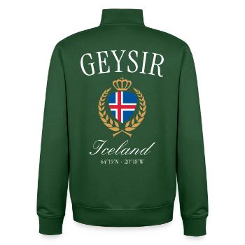 Couronne d’armoiries Geyser Iceland – Souvenir de voyage - Sweat zippé unisexe en coton bio Stanley/Stella - vert bouteille - Dos - AI Model Male 185 dark (185cm)