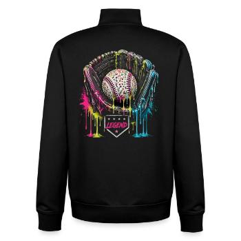 Baseball Handschuh Legend Bunt Grafik - Unisex Organic Zip Sweatshirt von Stanley/Stella - Schwarz - Hinten - AI Model Male 185 light (185cm)