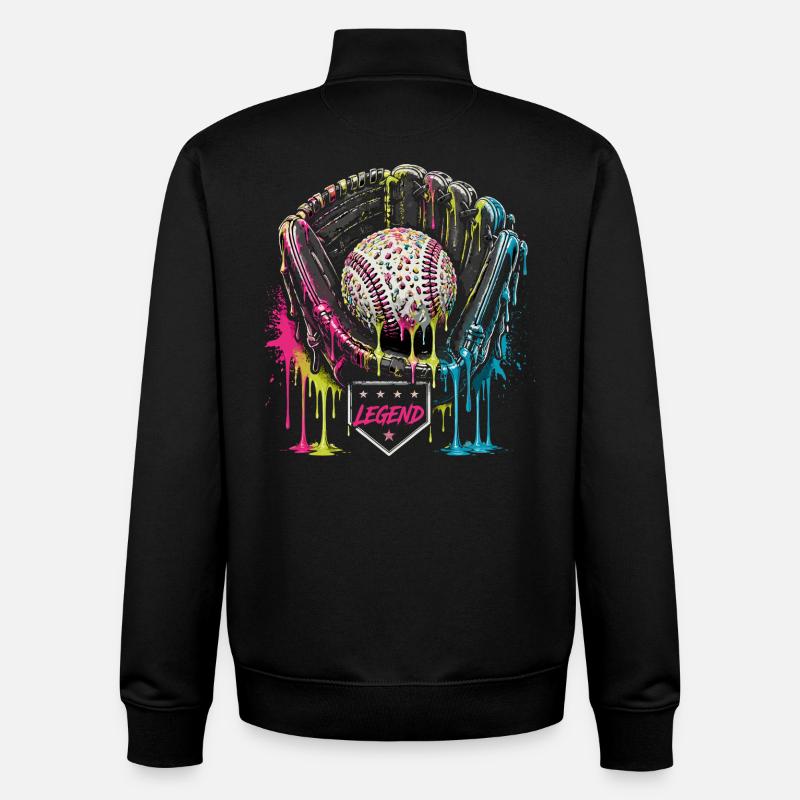 Baseball Handschuh Legend Bunt Grafik - Unisex Organic Zip Sweatshirt von Stanley/Stella - Schwarz