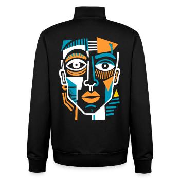 Visage cubiste coloré - Sweat zippé unisexe en coton bio Stanley/Stella - noir - Dos - AI Model Male 185 light (185cm)