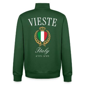 Vieste Italy Coat of Arms Crown – Travel Souvenir - Unisex Organic Zip Sweatshirt by Stanley/Stella - bottle green - Back - AI Model Male 185 dark (185cm)