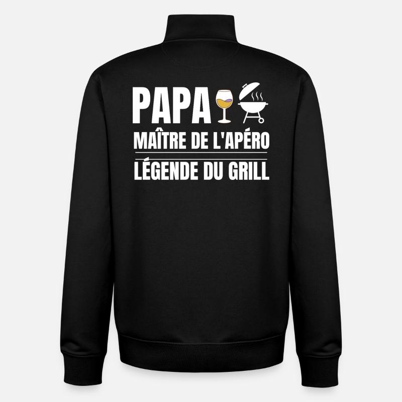 Papa Maître Apéro Gril Légende - Sweat zippé unisexe en coton bio Stanley/Stella - noir