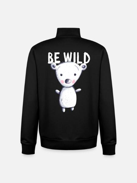 Be Wild isbjørn - Bear - Bear - Teddy - Baby - Stanley/Stella unisex sweatshirt med lynlås i økologisk - sort