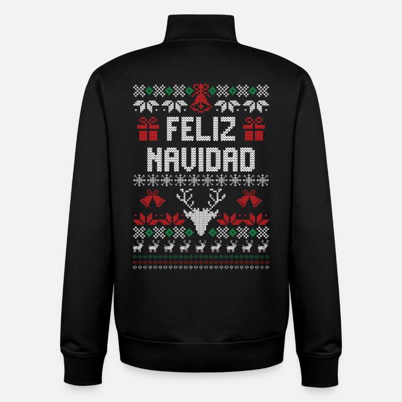 Feliz Navidad - Unisex Organic Zip Sweatshirt by Stanley/Stella - black
