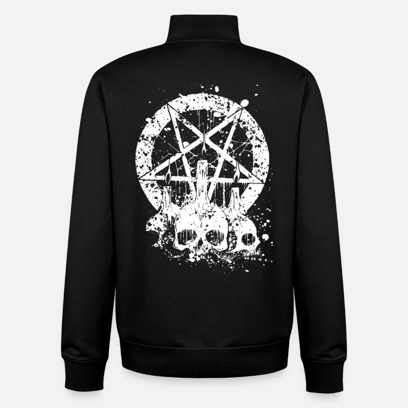 Gothique Skull - Sweat zippé unisexe en coton bio Stanley/Stella - noir