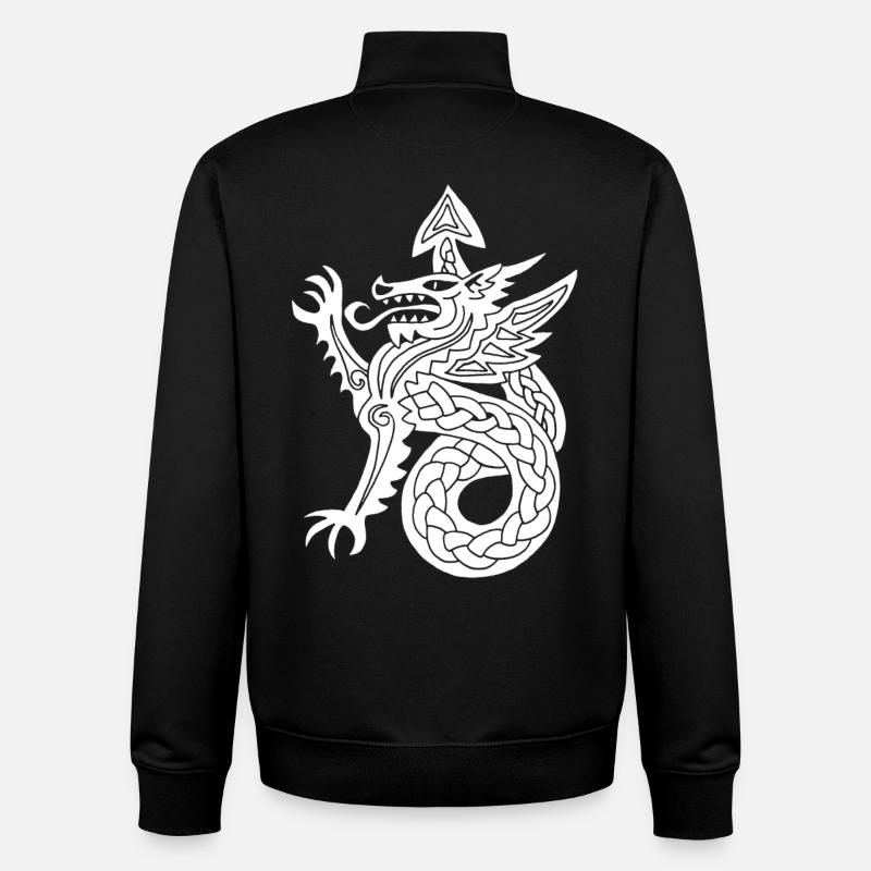 Dragon blanc - Sweat zippé unisexe en coton bio Stanley/Stella - noir