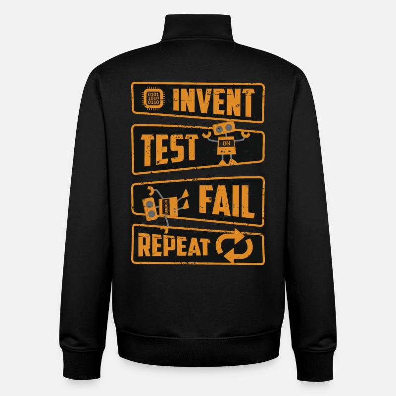 Inventer Test Fail Repeat - Sweat zippé unisexe en coton bio Stanley/Stella - noir