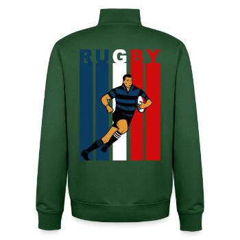 Rugby player on a tricolour background - Unisex Organic Zip Sweatshirt by Stanley/Stella - bottle green - Back - AI Model Male 185 dark (185cm)