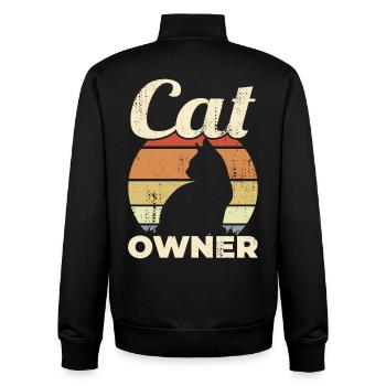 Cat Owner Vintage Look - Unisex Organic Zip Sweatshirt by Stanley/Stella - black - Back - AI Model Male 185 light (185cm)