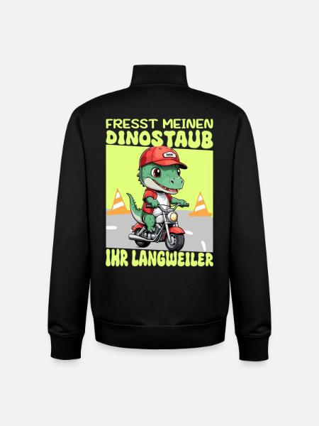 Dinosaur on Motorcycle - Unisex Organic Zip Sweatshirt by Stanley/Stella - black