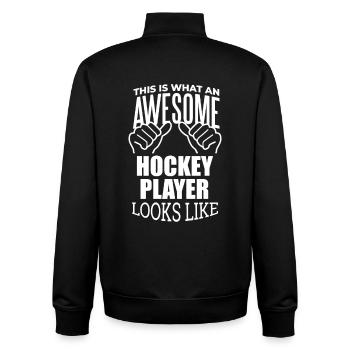 Hockey - Unisex Organic Zip Sweatshirt von Stanley/Stella - Schwarz - Hinten - AI Model Male 185 light (185cm)