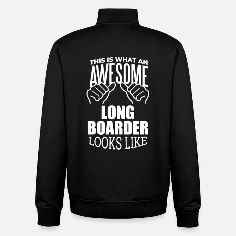 Longboarder - Sweat zippé unisexe en coton bio Stanley/Stella - noir