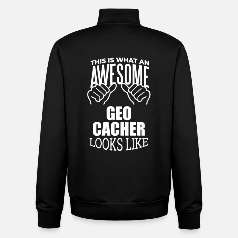 Géocaching - Sweat zippé unisexe en coton bio Stanley/Stella - noir