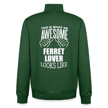 furet - Sweat zippé unisexe en coton bio Stanley/Stella - vert bouteille - Dos - AI Model Male 185 dark (185cm)