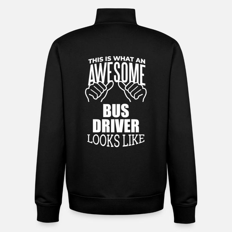 chauffeur de bus - Sweat zippé unisexe en coton bio Stanley/Stella - noir