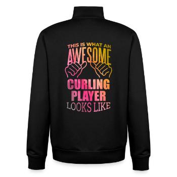 curling - Sweat zippé unisexe en coton bio Stanley/Stella - noir - Dos - AI Model Male 185 light (185cm)