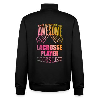 Lacrosse - Unisex Organic Zip Sweatshirt von Stanley/Stella - Schwarz - Hinten - AI Model Male 185 light (185cm)