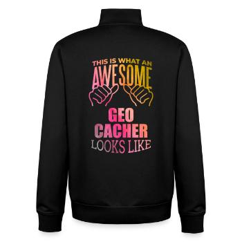 Geocache - Unisex Organic Zip Sweatshirt von Stanley/Stella - Schwarz - Hinten - AI Model Male 185 light (185cm)