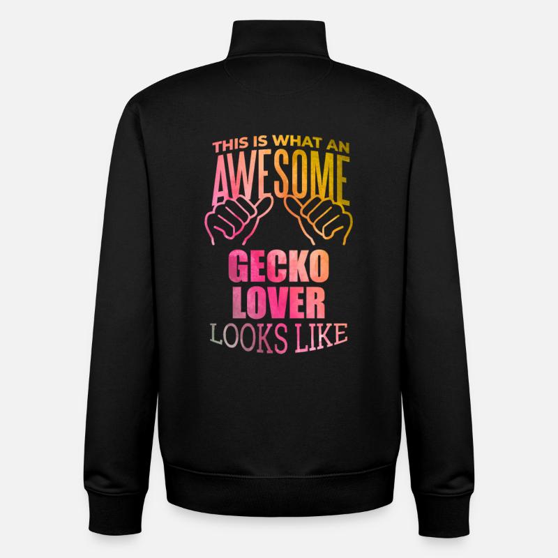 gecko - Sweat zippé unisexe en coton bio Stanley/Stella - noir