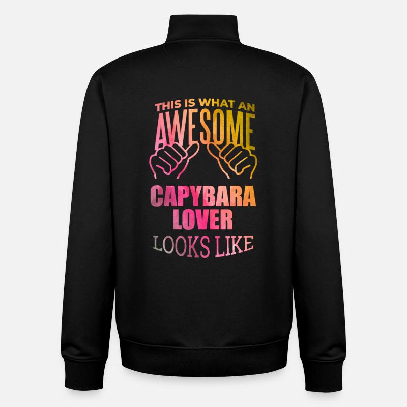 capybara - Sweat zippé unisexe en coton bio Stanley/Stella - noir