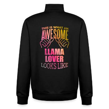 Lama - Unisex Organic Zip Sweatshirt von Stanley/Stella - Schwarz - Hinten - AI Model Male 185 light (185cm)