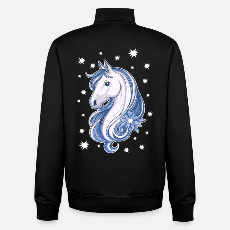 Cheval avec des étoiles - Sweat zippé unisexe en coton bio Stanley/Stella - noir