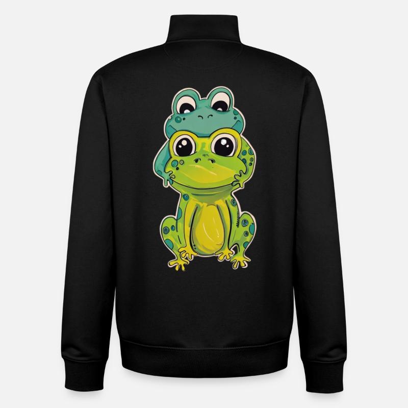 Deux amies grenouilles - Sweat zippé unisexe en coton bio Stanley/Stella - noir