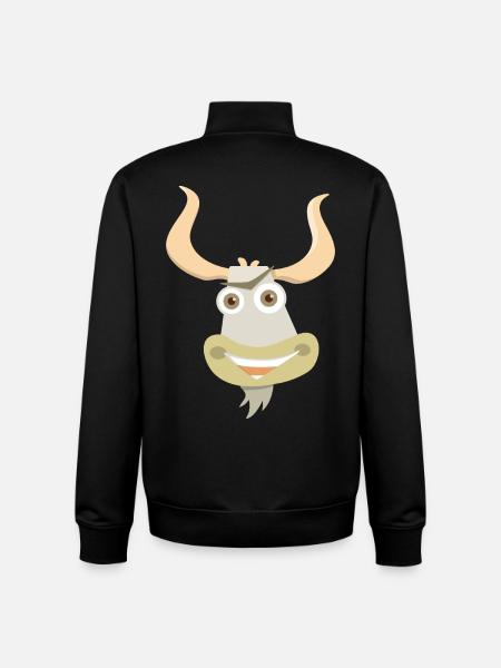Cheerful illustration of a yak's head - Unisex Organic Zip Sweatshirt by Stanley/Stella - black