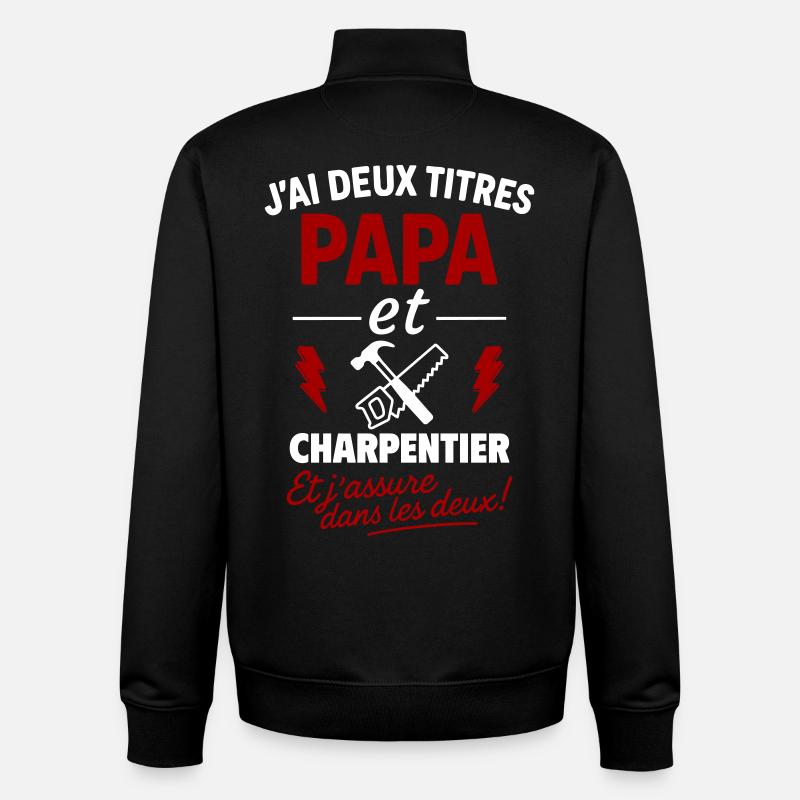 Papa et Charpentier idée cadeau - Sweat zippé unisexe en coton bio Stanley/Stella - noir
