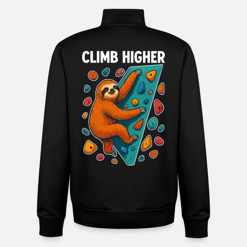 Bouldering Sloth Climbing Gift - Unisex Organic Zip Sweatshirt by Stanley/Stella - black