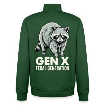 Vintage Raccoon Gen X Feral Generation - Unisex Organic Zip Sweatshirt von Stanley/Stella - Flaschengrün - Hinten - AI Model Male 185 dark (185cm)