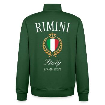 Rimini Italy Coat of Arms Crown – Travel Souvenir - Unisex Organic Zip Sweatshirt by Stanley/Stella - bottle green - Back - AI Model Male 185 dark (185cm)