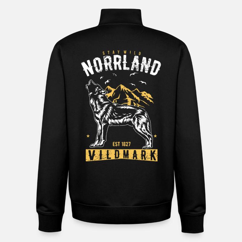 Stay Wild Norrland Vildmark - Sweat zippé unisexe en coton bio Stanley/Stella - noir